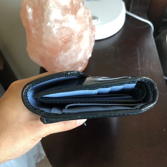 Coach Patent leather wallet with check book navy blue - Picture 4 of 14